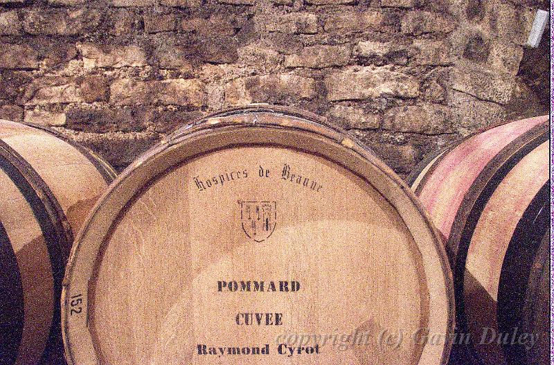Wine in barrel, Remoissenet's cellar, Beaune IMGP2179.jpg